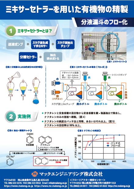 ミキサーセトラーを用いた有機物の精製